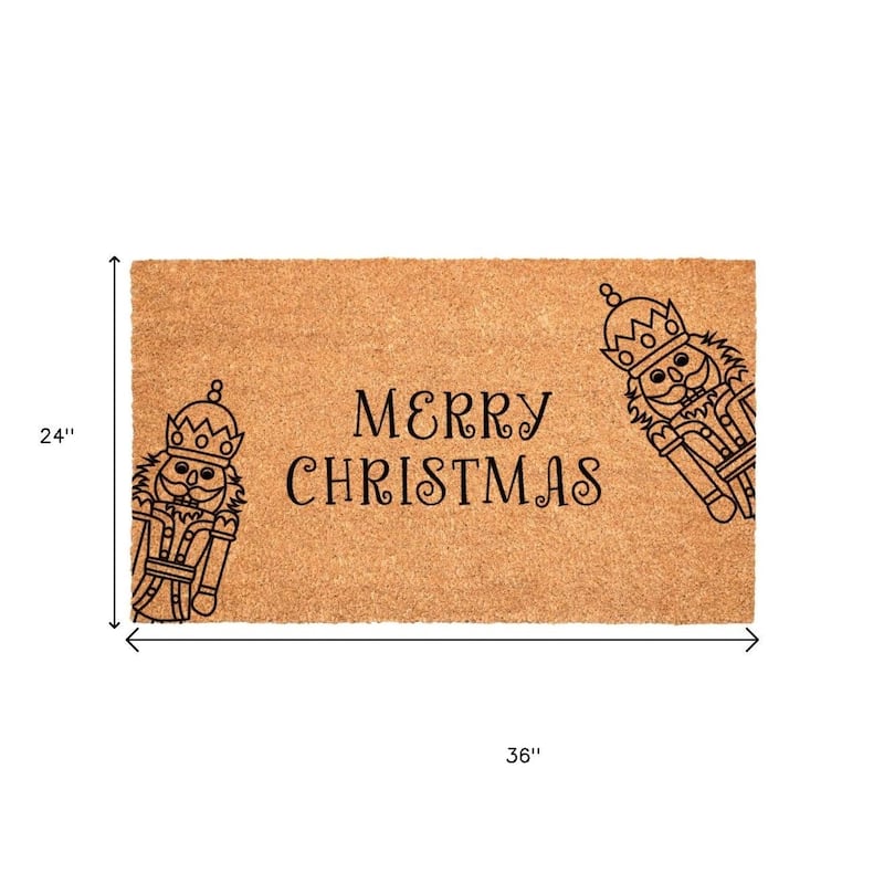 HomeRoots 24" X 36" Brown And Black Christmas Merry Christmas Outdoor Coir Door Mat - 24.00' X '36.00