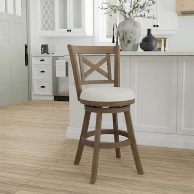Hamlin Wood Swivel Stool, Brush Gray