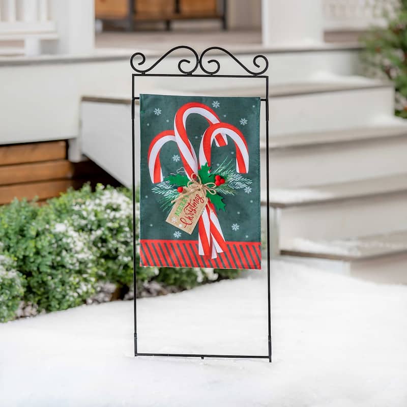 Candy Cane Burlap Garden Flag - Multi - Color - 12.5 in x 18 in