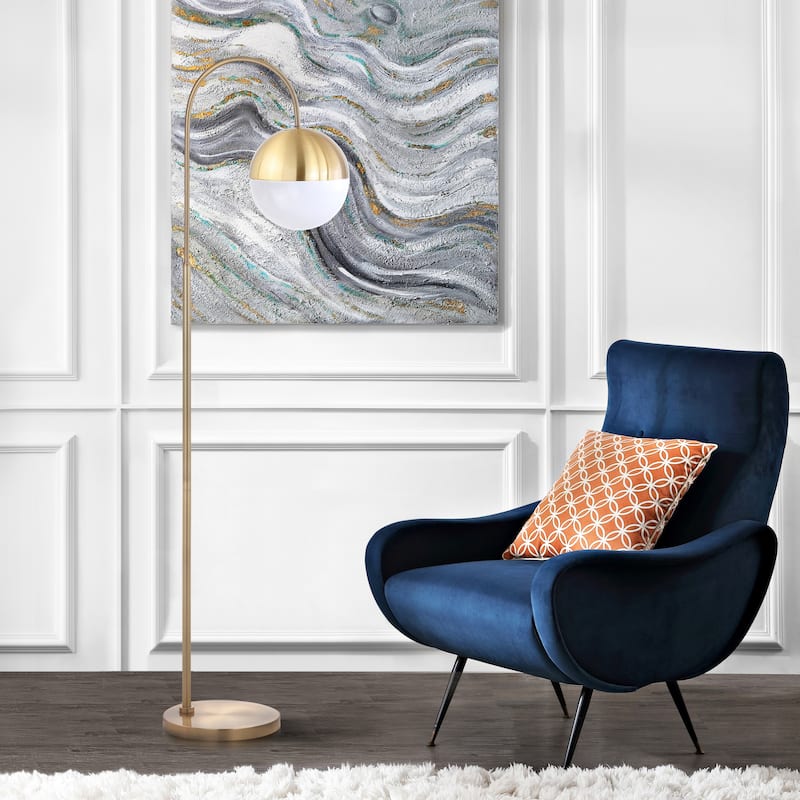 SAFAVIEH Lighting Naeema 56-inch Brass Led Floor Lamp - 15.25" x 9.875" x 55.5" - Brass Gold - 15Wx10Dx56H