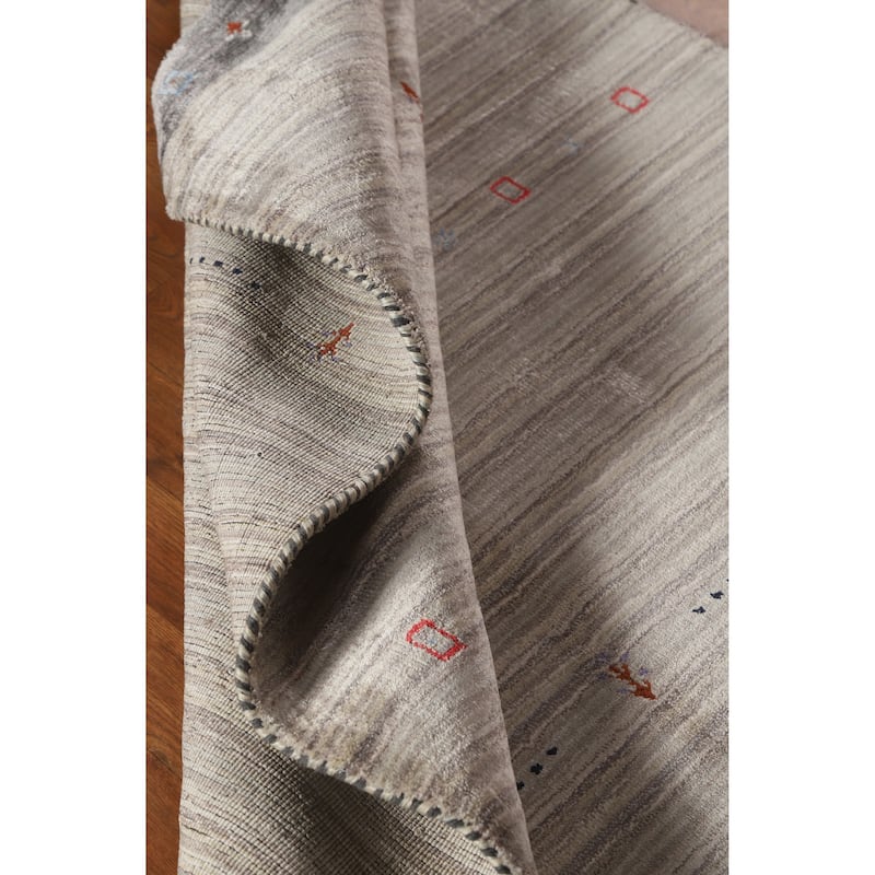 Hand Knotted Oriental 100% Wool Carpet Tribal Tribal Beige & Ivories Gabbeh Area Rug - 5' 10'' X 4' 1''