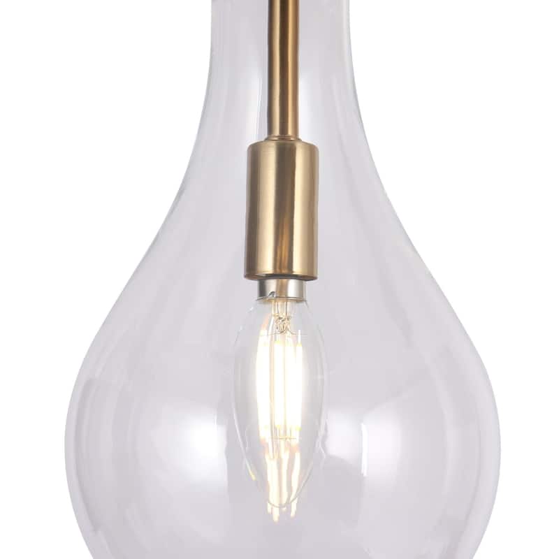 Synia Mid-century Modern Globe Single Farmhouse Pendant Lights with Tear Drop Glass - D 6'' x H 73.3''
