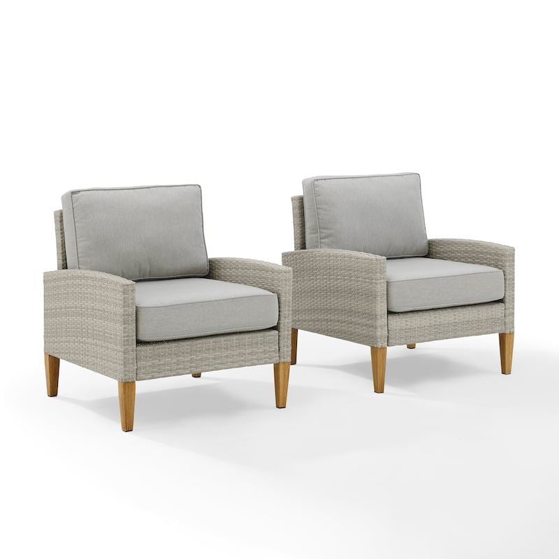 Crosley Capella Outdoor Wicker 2Pc Chair Set - 33"H x 28.25"W x29.5"D