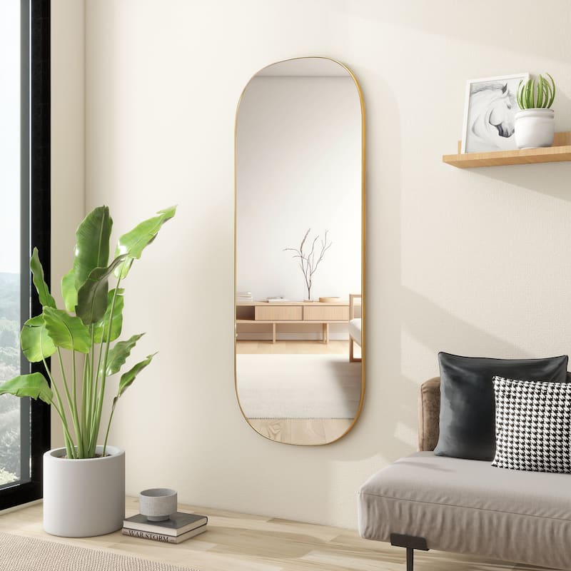 Modern Oval Metal Frame Accent Wall Mirror - 47.24"×17.71"