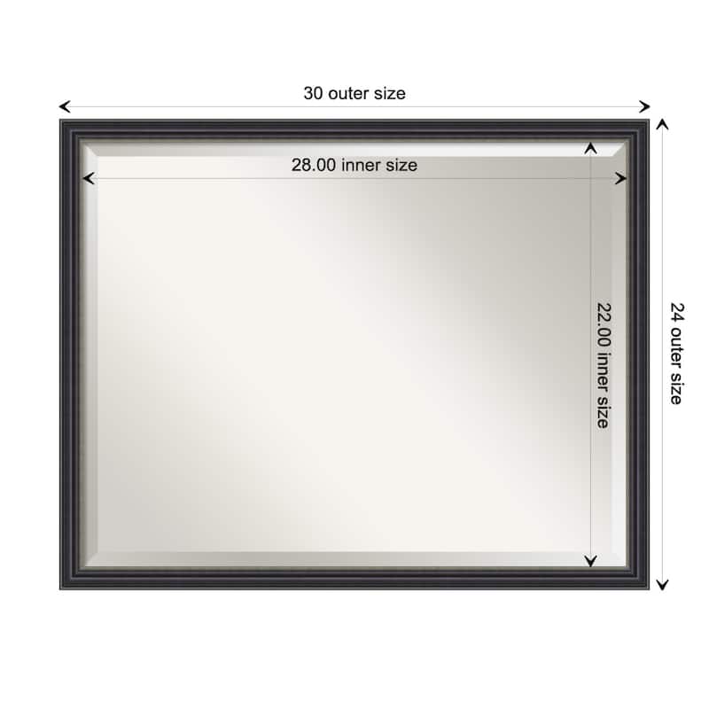 Stylish Black Beveled Wood Framed Wall Mirror - Stylish Black - Glass Size 28x22