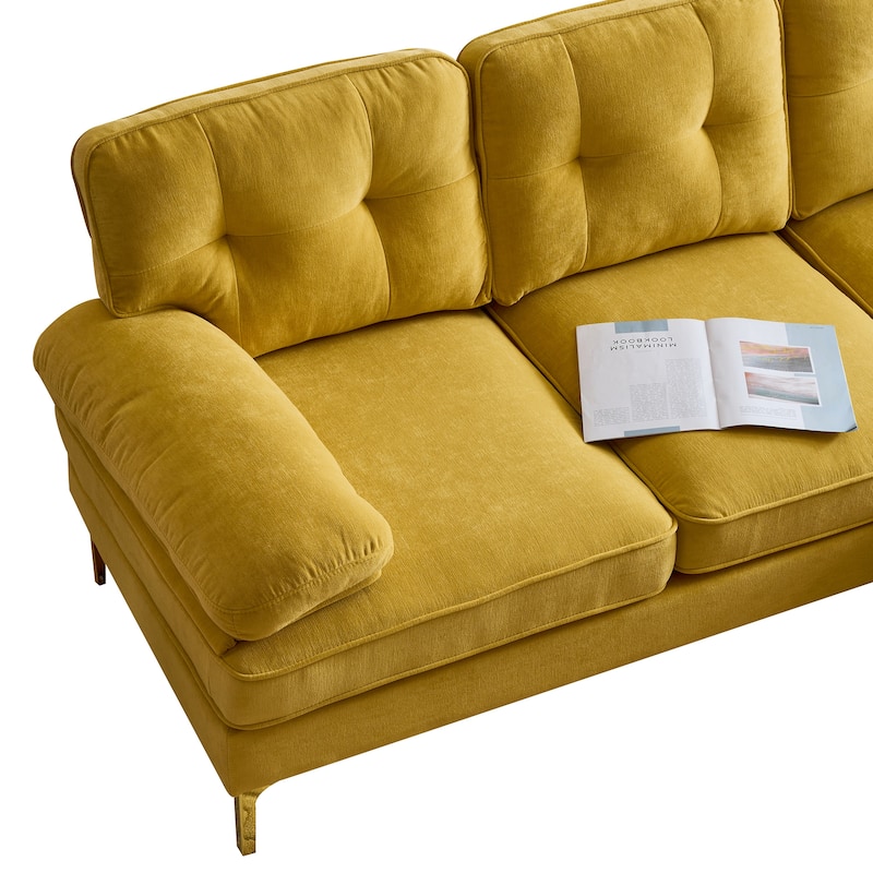82.6" Velvet L-Shaped Sectional Sofa with Cloud-Like Cushions