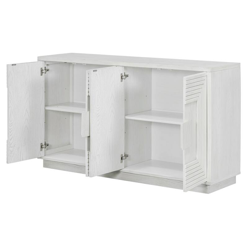 Carved Buffet Storage Cabinet Sideboard with Adjustable Shelve, Vintage TV Cabinet Entryway Floor Cabinet Cupboard Console Table