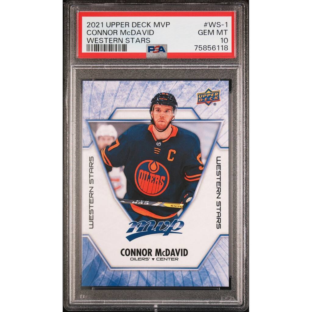 Connor McDavid 2021 Upper Deck MVP Western Stars Hockey Card #WS-1 Graded PSA 10 - 8'6" x 11'6"