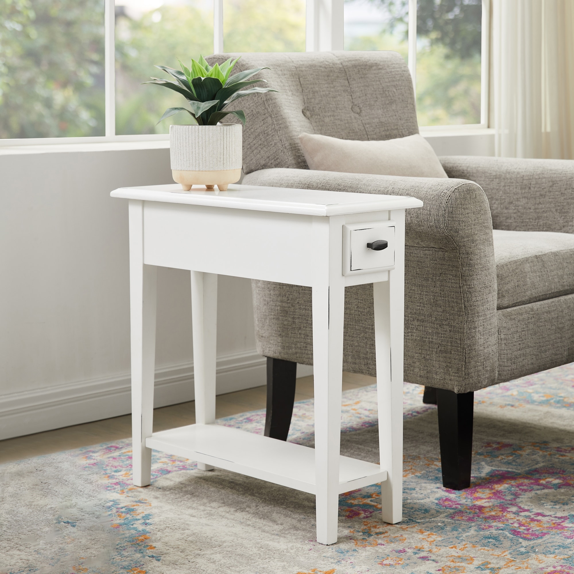 Leick Home One Drawer Narrow Side Table with Shelf