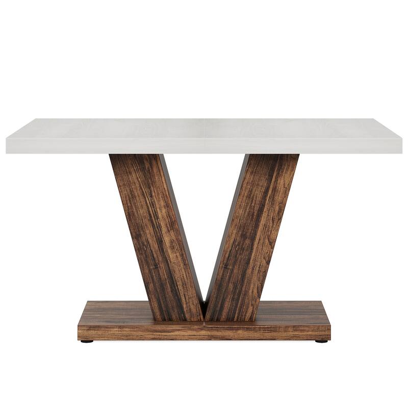 47" Farmhouse Dining Table for 4-6 - White Kitchen & Dinner Table