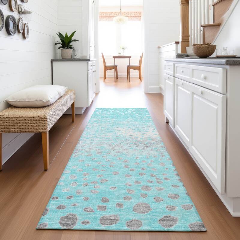 Premium Washable Super Soft Modern Chic Mayfield Rug - Aqua - 2'3" x 7'6"