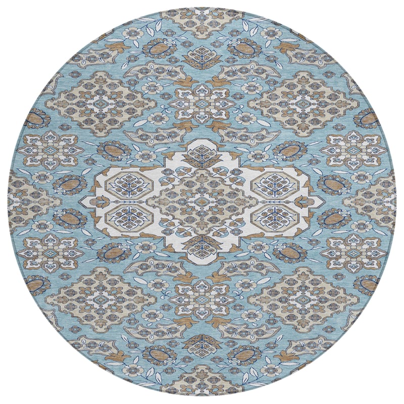 HomeRoots Medallion Traditional Rectangle Outdoor Rug