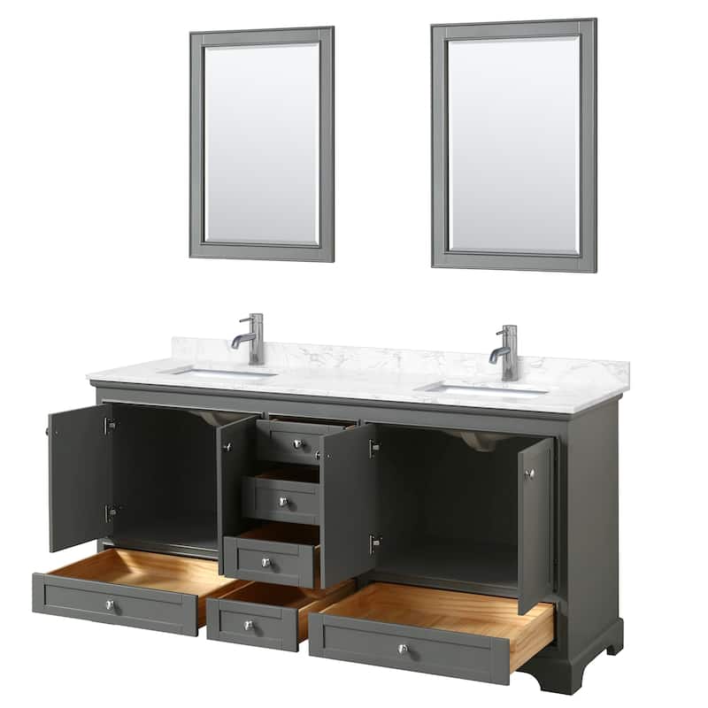 Deborah 72-inch Double Vanity, Cultured Marble Top, 24-inch Mirrors