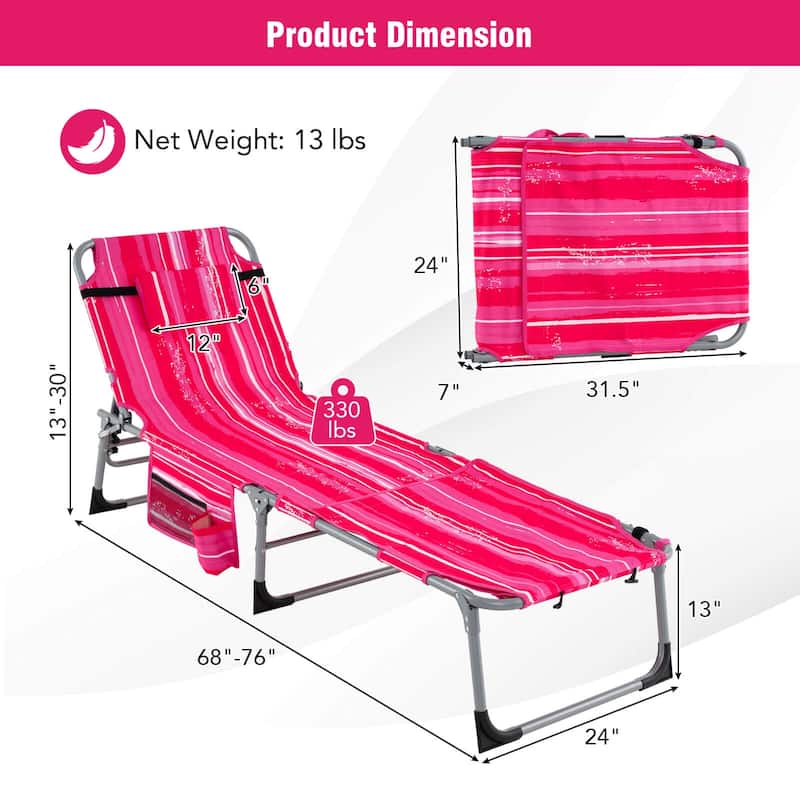 Goplus 2 PCS Outdoor Folding Chaise 5-Position Lounge Chair with - See Details