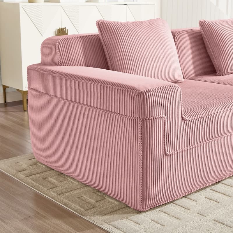 Modular L-shaped Deep Seat Boneless Cloud Sectional Sofa with Throw Pillows & Ottoman