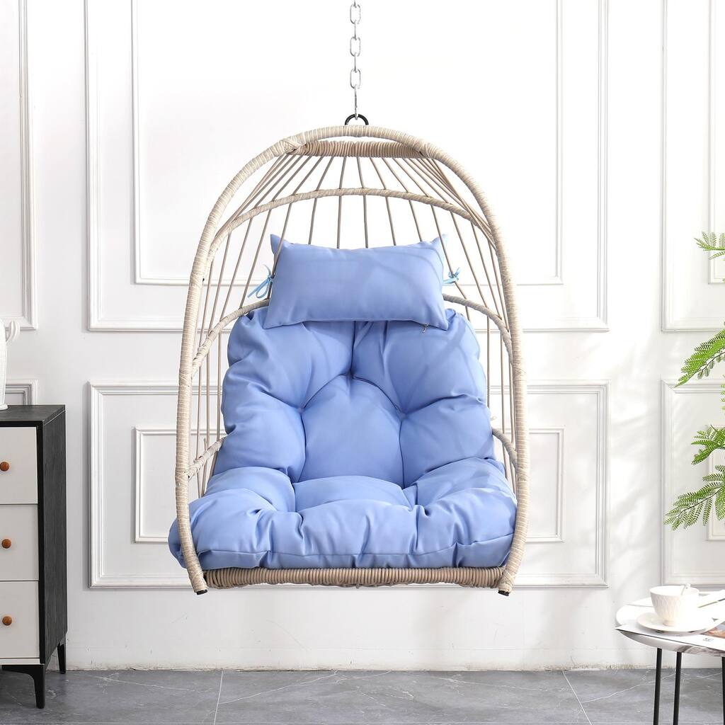 Foldable PE Wicker Hanging Chair