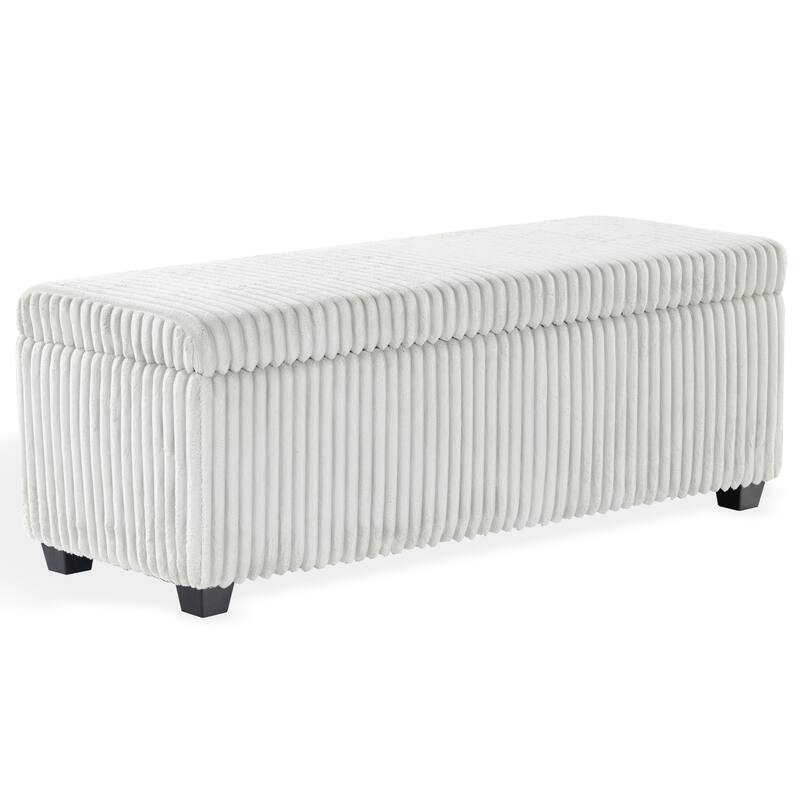 SAFAVIEH Couture Lynzie Plush Corduroy Storage Bench - 55"W x 21"D x 19"H