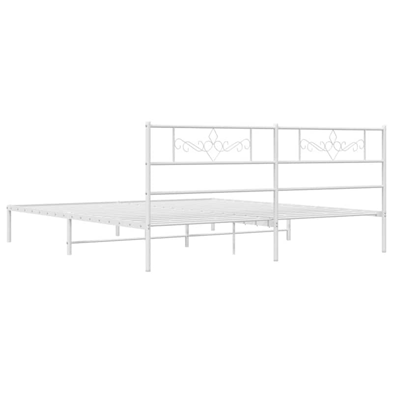 vidaXL 12 Inches White California King Metal Bed Frame No Mattress - 86.2" x 73.6" x 35.4"
