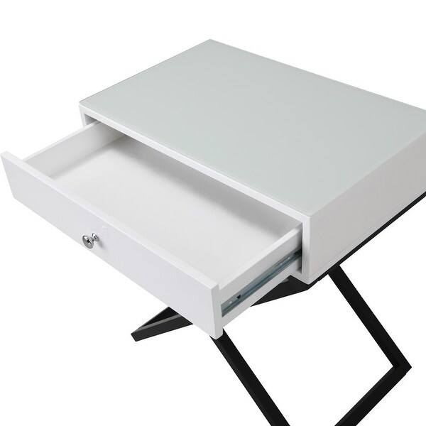Simple Design Nightstand Cross legged Wooden End Table Silver Handle Display Table for Rental Apartment Dining Table Snack Table On Sale Bed Bath Beyond 38411095