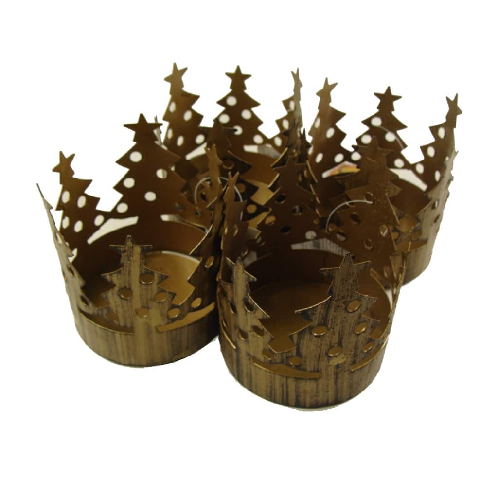 72 Bronze Christmas Tree Pillar Candle Holders 3.75"