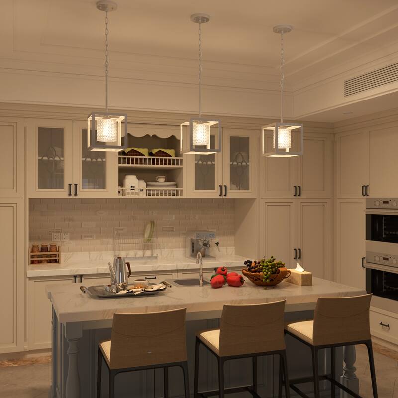 Moulins 1-light Modern Glam Crystal Geometric Kitchen Island Pendant Light - Nickel Dust