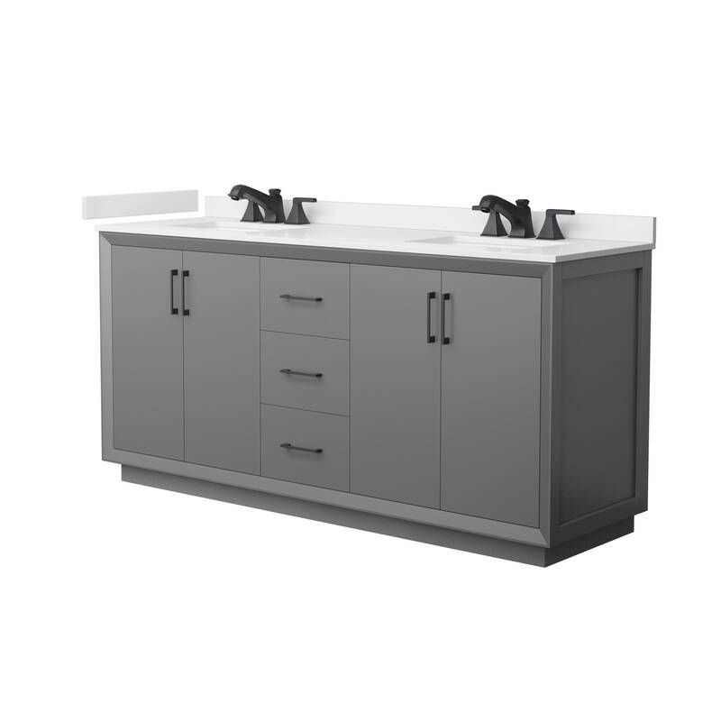 Wyndham Collection WCF4141-72D-VCA-US3MXX Strada 72" Free Standing - Dark Gray / White Cultured Marble Top / Matte