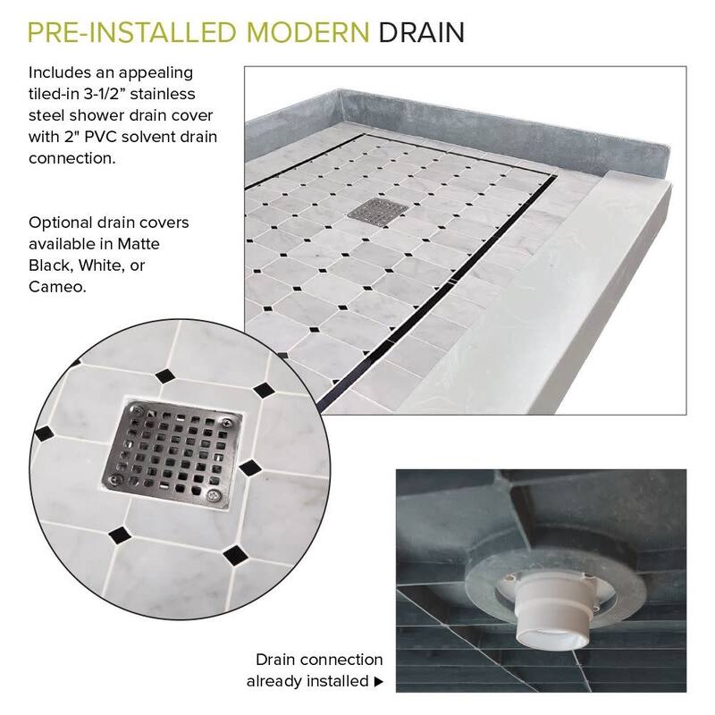 Transolid FPT6036L 60" x 36-1/4" Rectangular Shower Base with Single