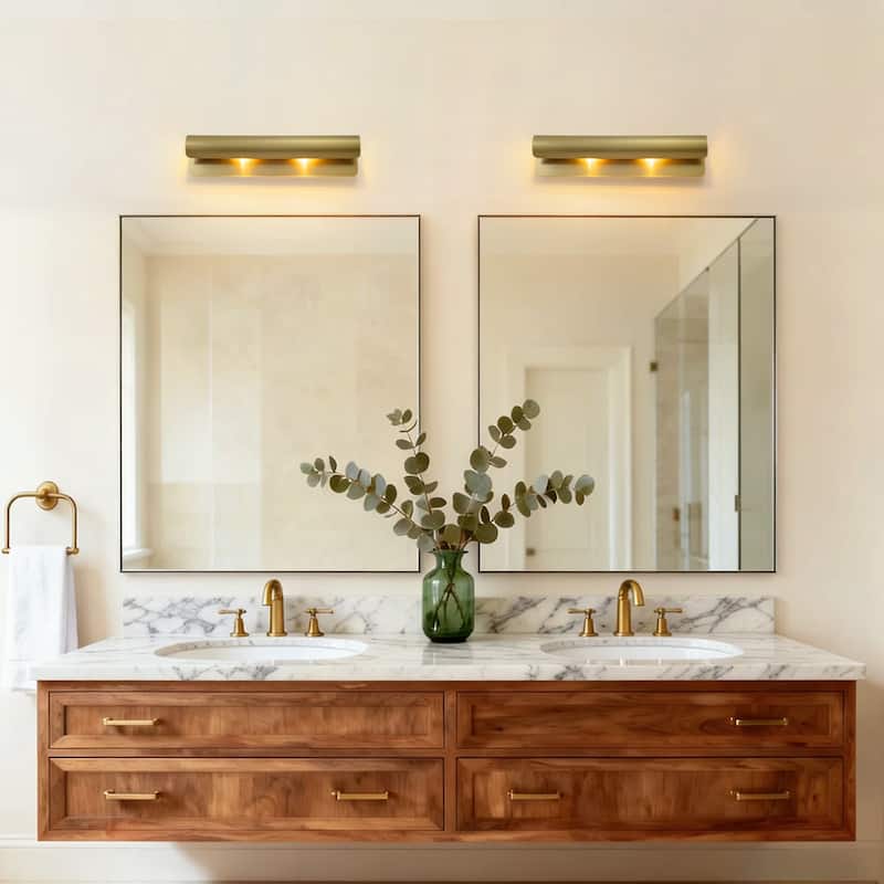 2-Light Modern Glam LED Dimmable Bath Vanity Light, Wall Sconce