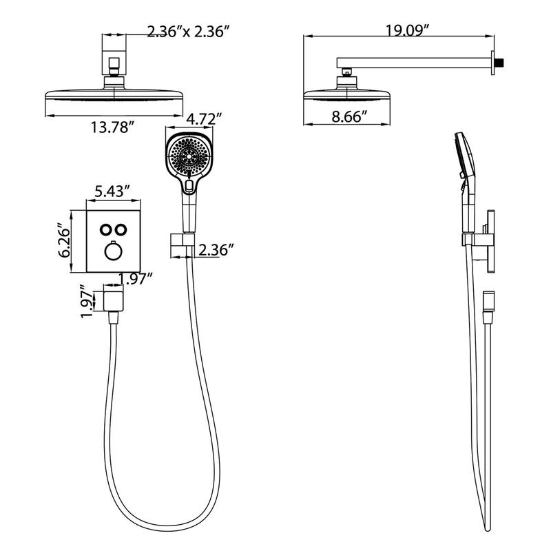 Matte Black shower heads Two-way thermostatic shower system