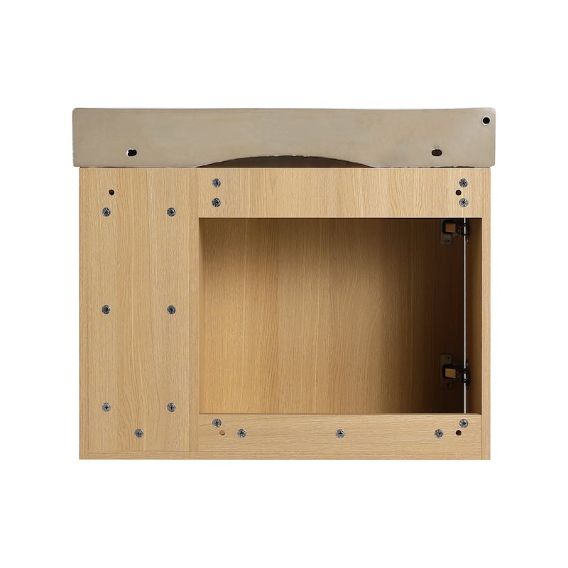 Malwee 24"/28" Floating Bathroom Vanity,Wall Mounted Bathroom Vanity with Ceramic Sink and Soft Close Door