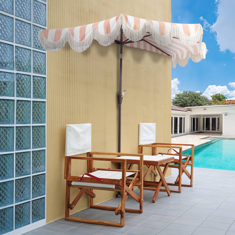 9ft Half Market Umbrella, Scalloped, Crank, Tilt, UV, by JONATHAN Y