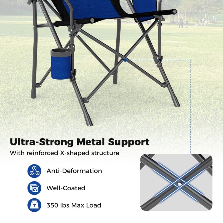 Oxford Metal Folding Camping Chair with Cupholder and Carrying Bag