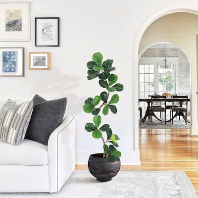 Fiddle Leaf Fig Artificial Tree, Fake Floor Plant for Home Decor