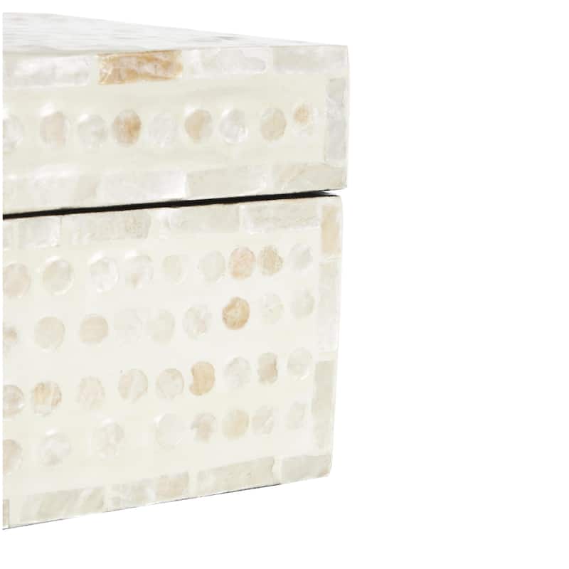 Mother of Pearl Shell Geometric Handmade Mosaic Dot Storage Decorative Box - Set of 2 Cream - Roche River Decor