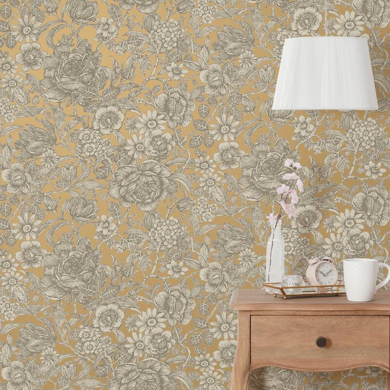 Fine Decor Hedgerow Honey Floral Trails Wallpaper