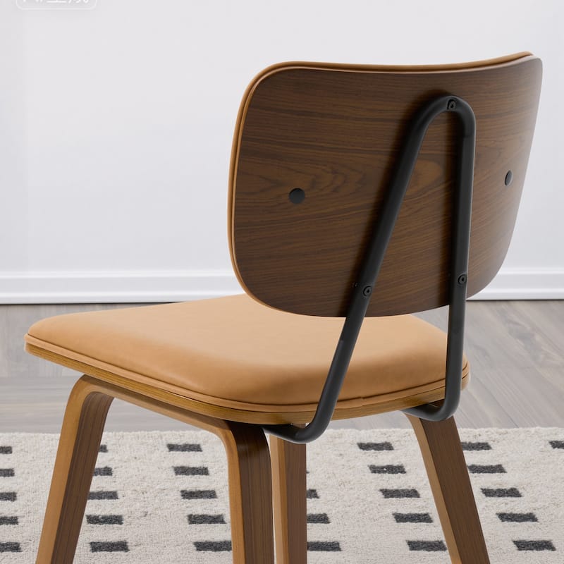 Faux Leather Upholstered Dining Chairs Set of 2/4 with Wood Legs - 32.3"H x 18.5"W x 21.8"D