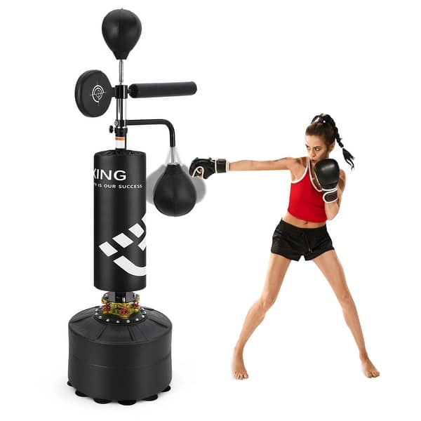 5 in 1 Punching Bag with Stand for Adult Kids with 2 Speed Bag 