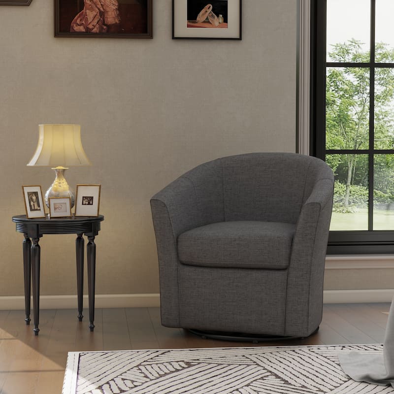 Modern Upholstered Swivel Barrel Chair Living Room Accent Chair - GRAY