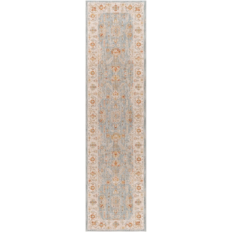 Artistic Weavers Krea Traditional Area Rug - 2' 7" x 10' - Denim/Orange