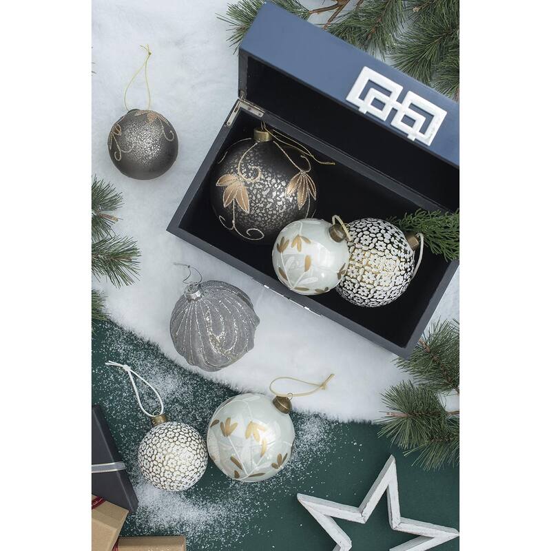 D3" Christmas Ball Ornaments, Glass Decorative Hanging Ball Christmas Tree Ornaments for Holiday Party, Set of 12