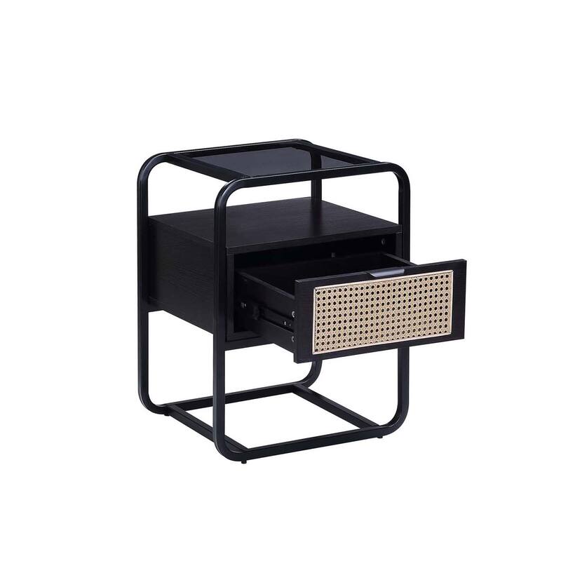 Metal Frame Accent Table in Black Finish
