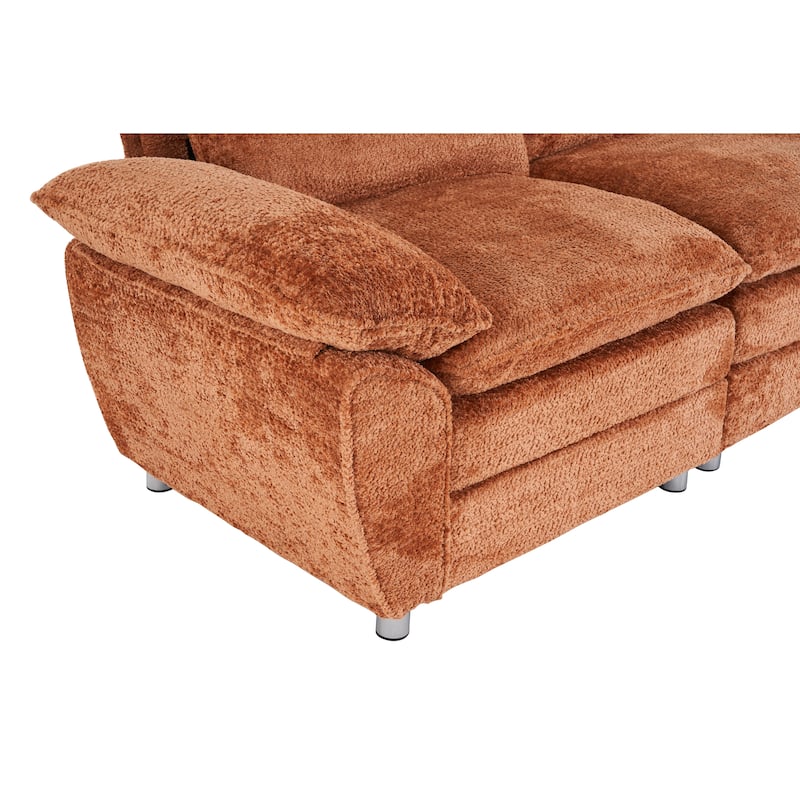 Modern Deep 3-Seat Sofa Couch with Ottoman