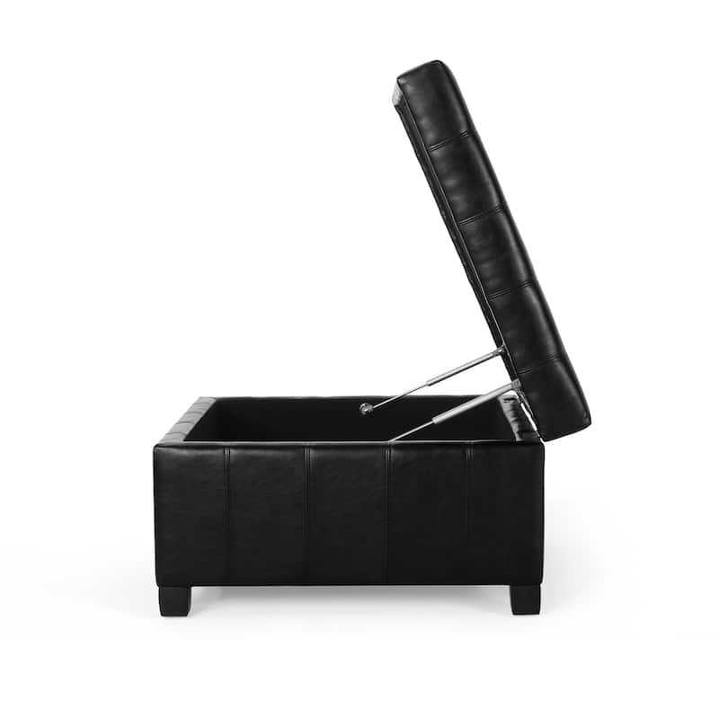 Veronica Contemporary Tufted Leather Storage Ottoman by Christopher Knight Home