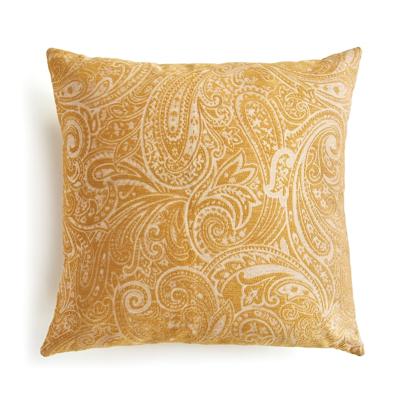 Indoor/Outdoor Accent Pillows - Yellow Paisley - 24" Square