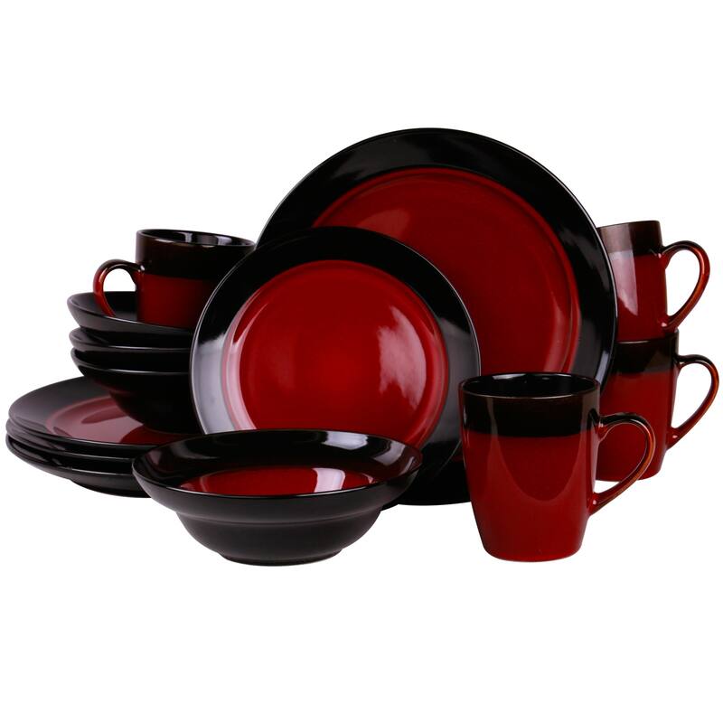 Elama Two Toned 16-piece High Gloss Dinnerware Set