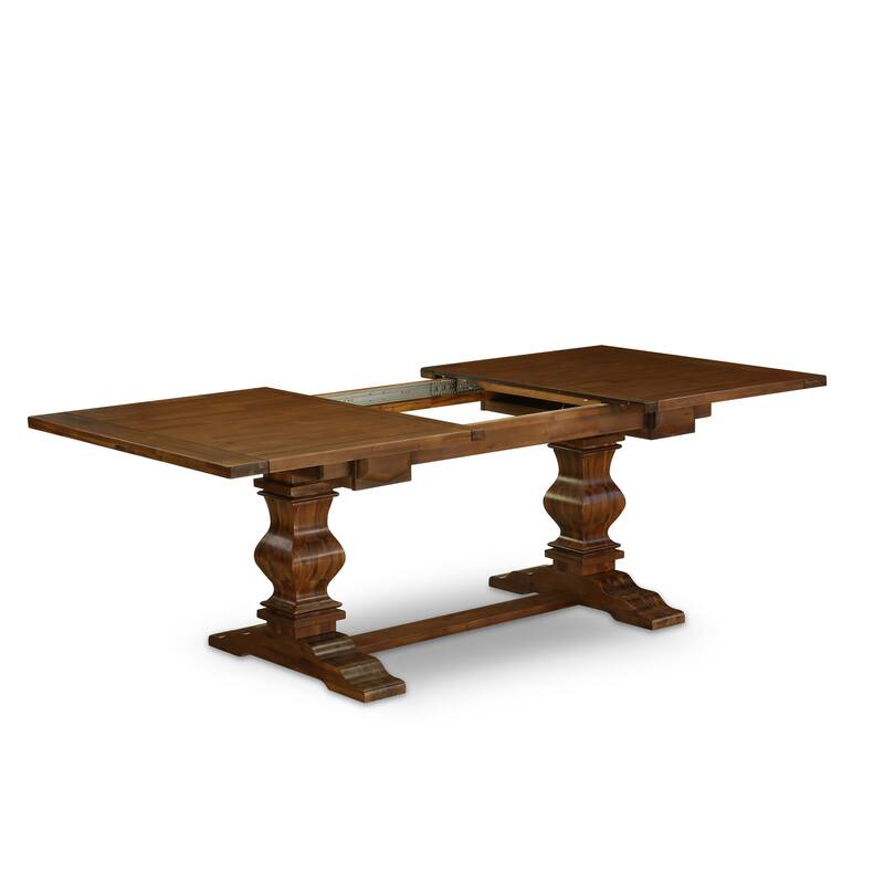 East West Furniture Dining Room Set- a Wooden Table and Light Beige Linen Fabric Dining Chairs, (Pieces & Finish Options)