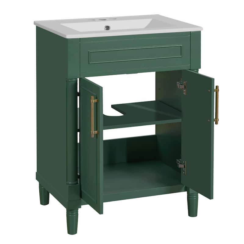 24" Bathroom Vanity with Integrated Ceramic Sink