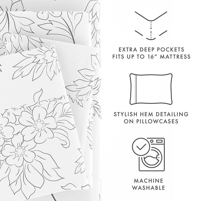 Becky Cameron 4-piece Deep Pocket Vine Pattern Bed Sheet Set