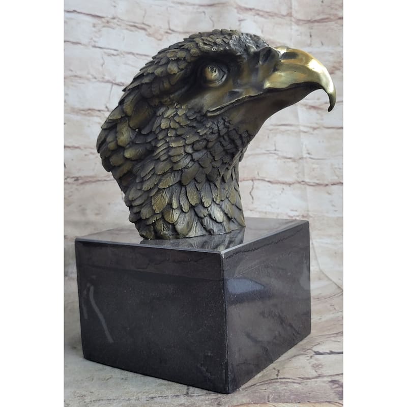 Signed Original Impressive Large Eagle Bird Wild Life Marble Base Figurine Decor