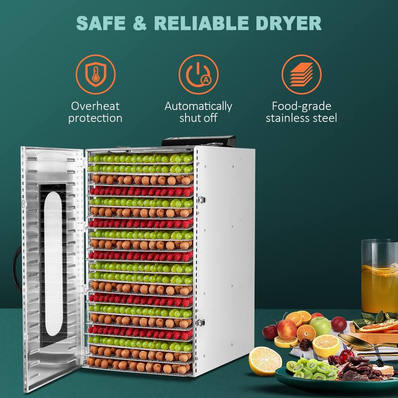 Food Dehydrator 20 Stainless Steel Trays, Food Dryer Machine for Fruit, Vegetables and Meat - 20-tray